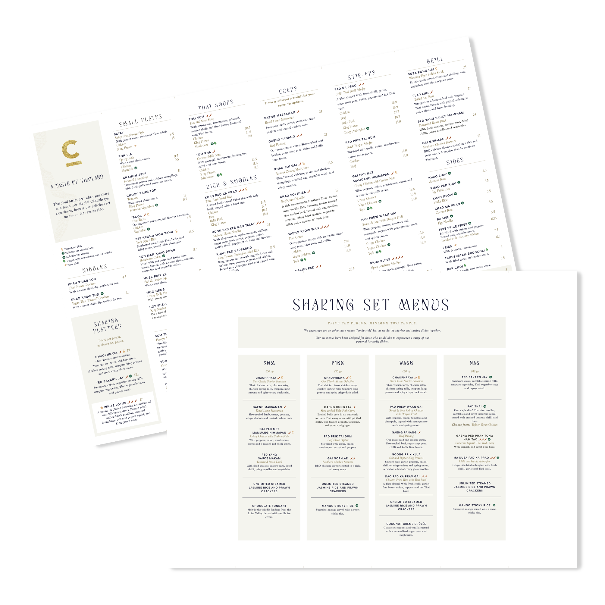 A La Carte Menu